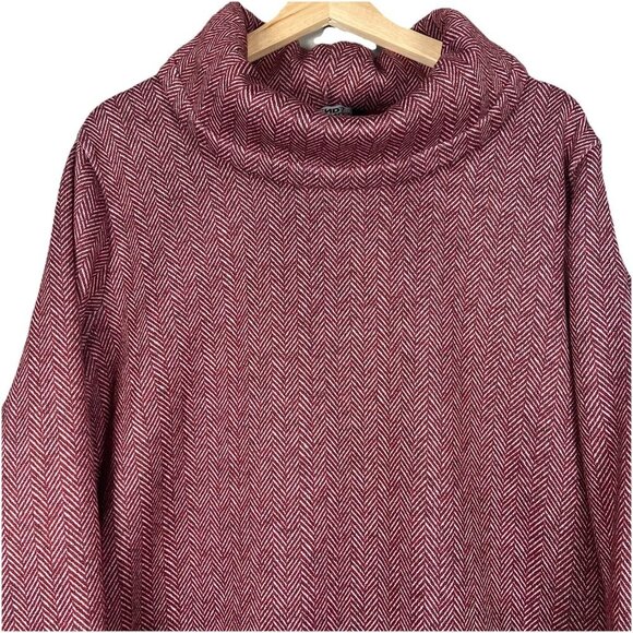 Lands' End Cowlneck Fleece‎ Tunic Sweater Women's 1X Herringbone Cozy Sweatshirt - Picture 4 of 11